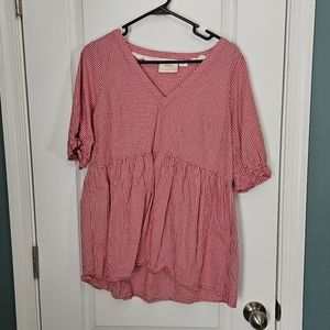 Anthropologie maeve gingham babydoll top